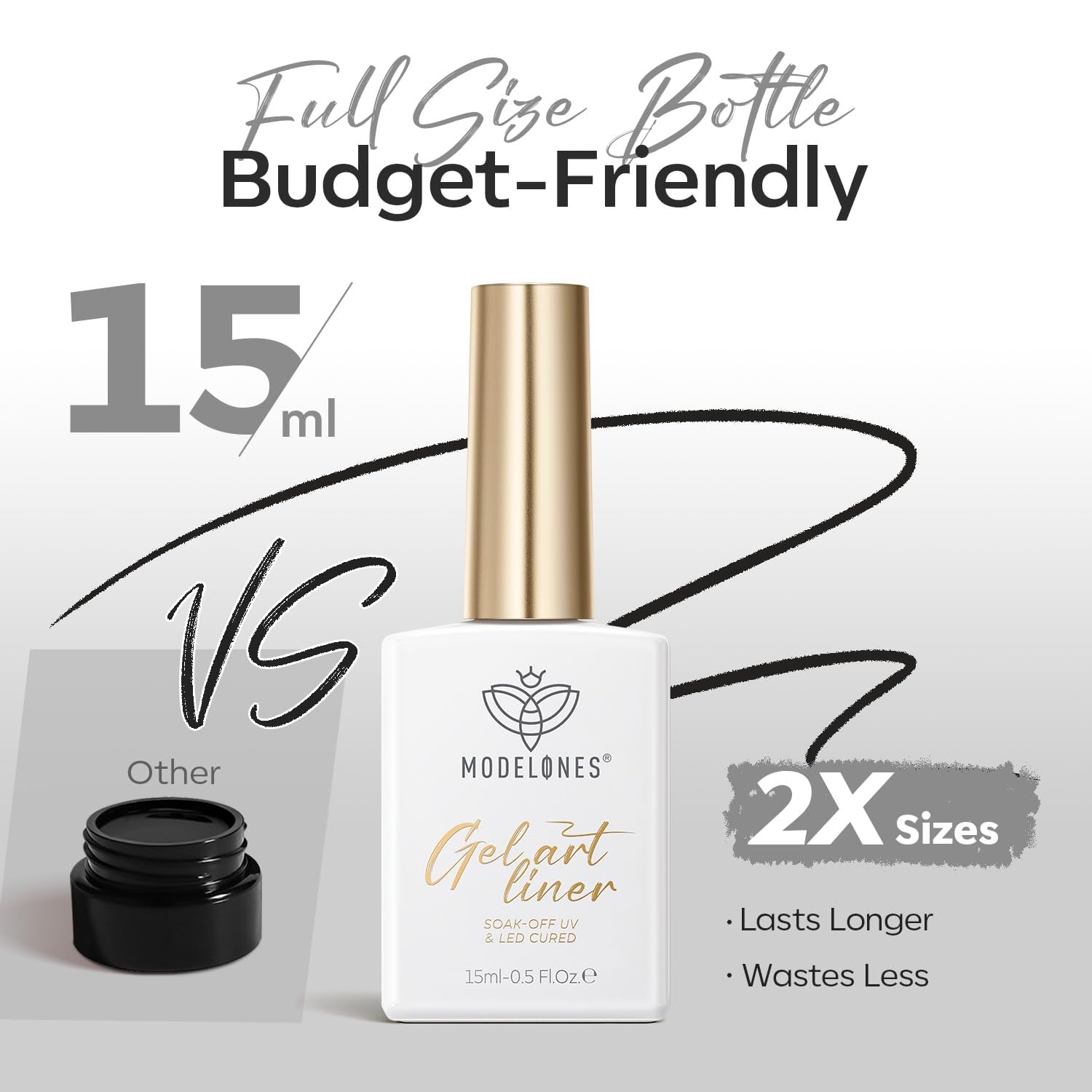 ESMALTE EN GEL MODELONES BLACK FRENCH TIP LINER 15ML CON PINCEL FINO INCORPORADO - 5