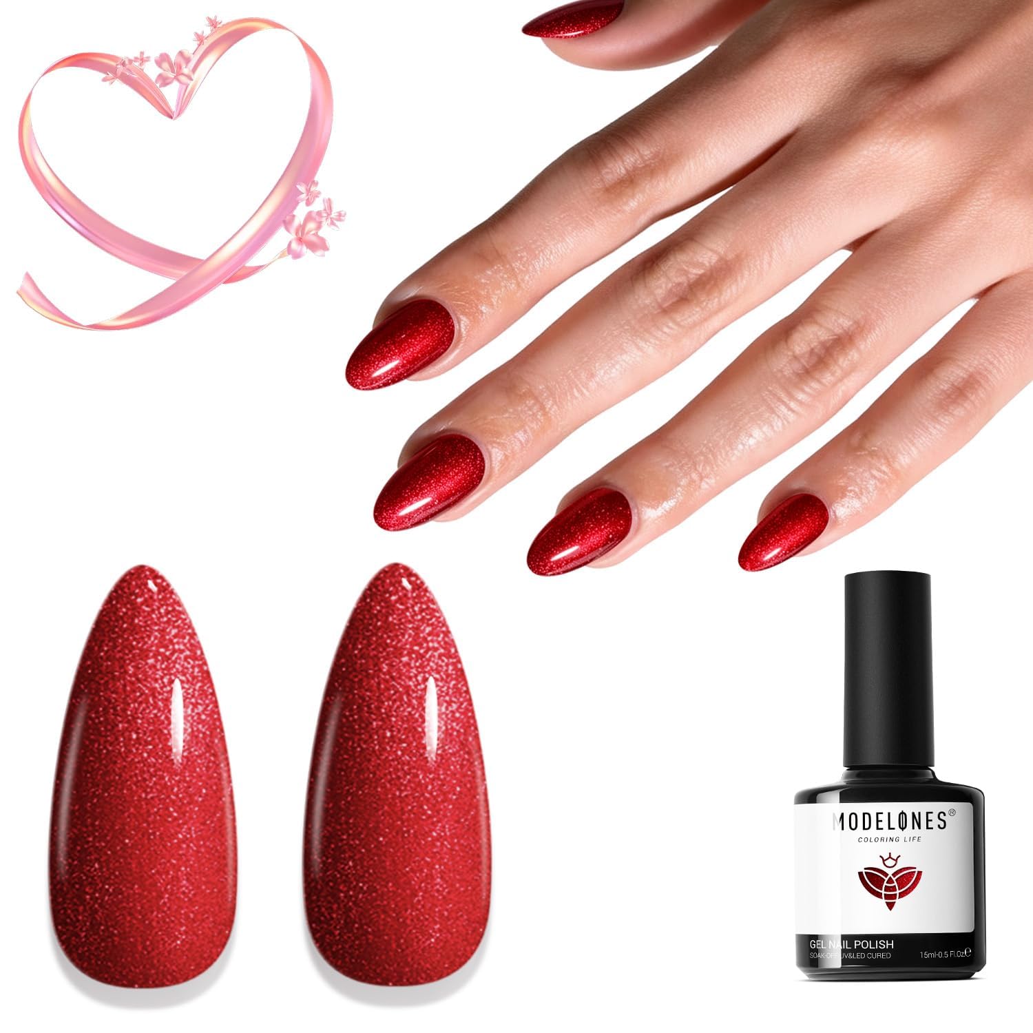 ESMALTE EN GEL MODELONES PASTEL ROJO 15ML - 1