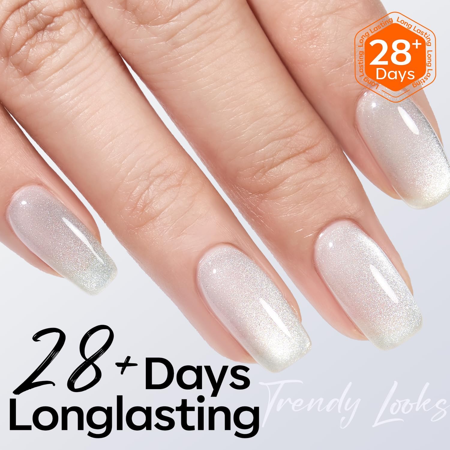 ESMALTE EN GEL MODELONES CAT EYE SILVER WHITE GLITTER 15 ML - 3