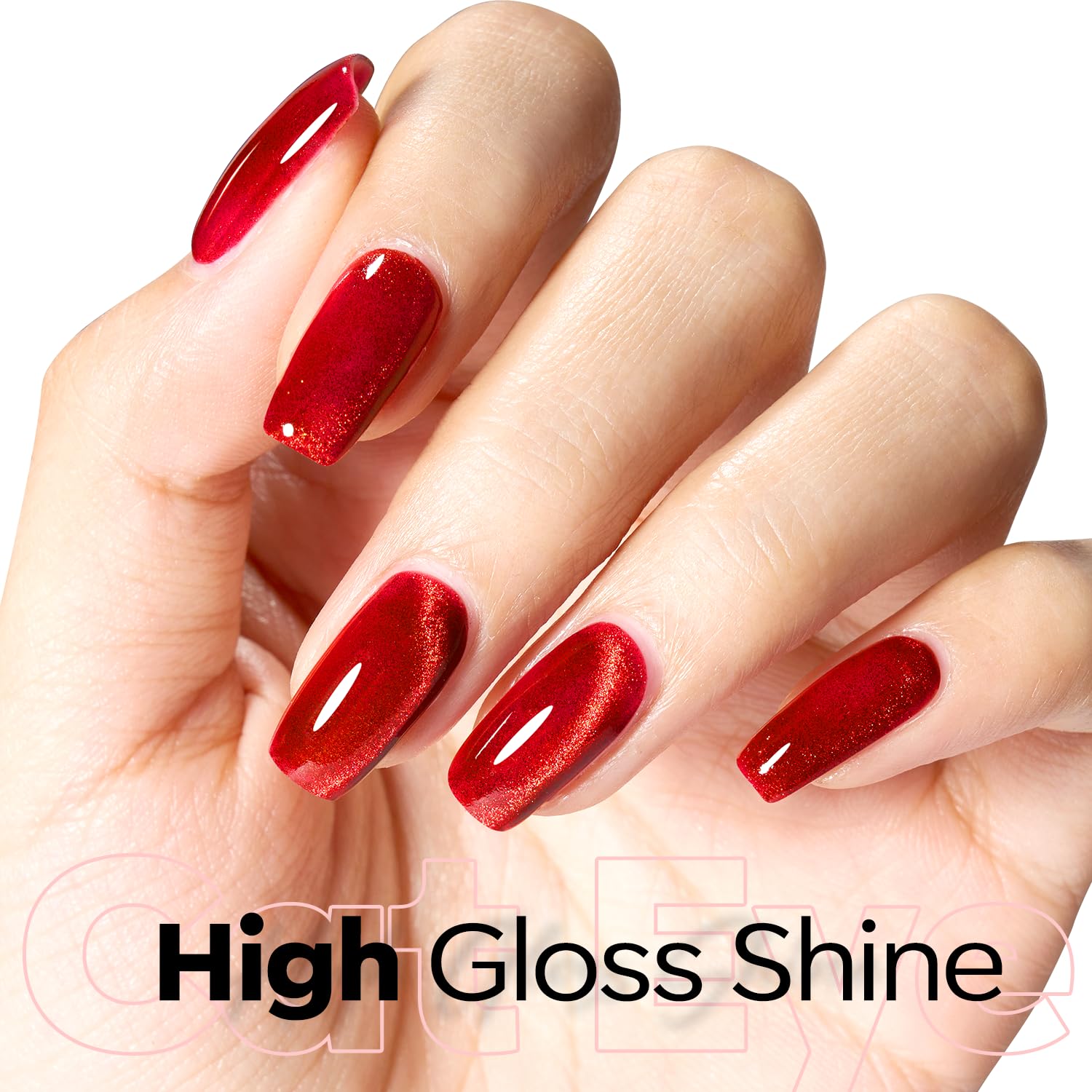 ESMALTE EN GEL MODELONES RED CAT EYE EFECTO HOLOGRÁFICO 15ML - 2