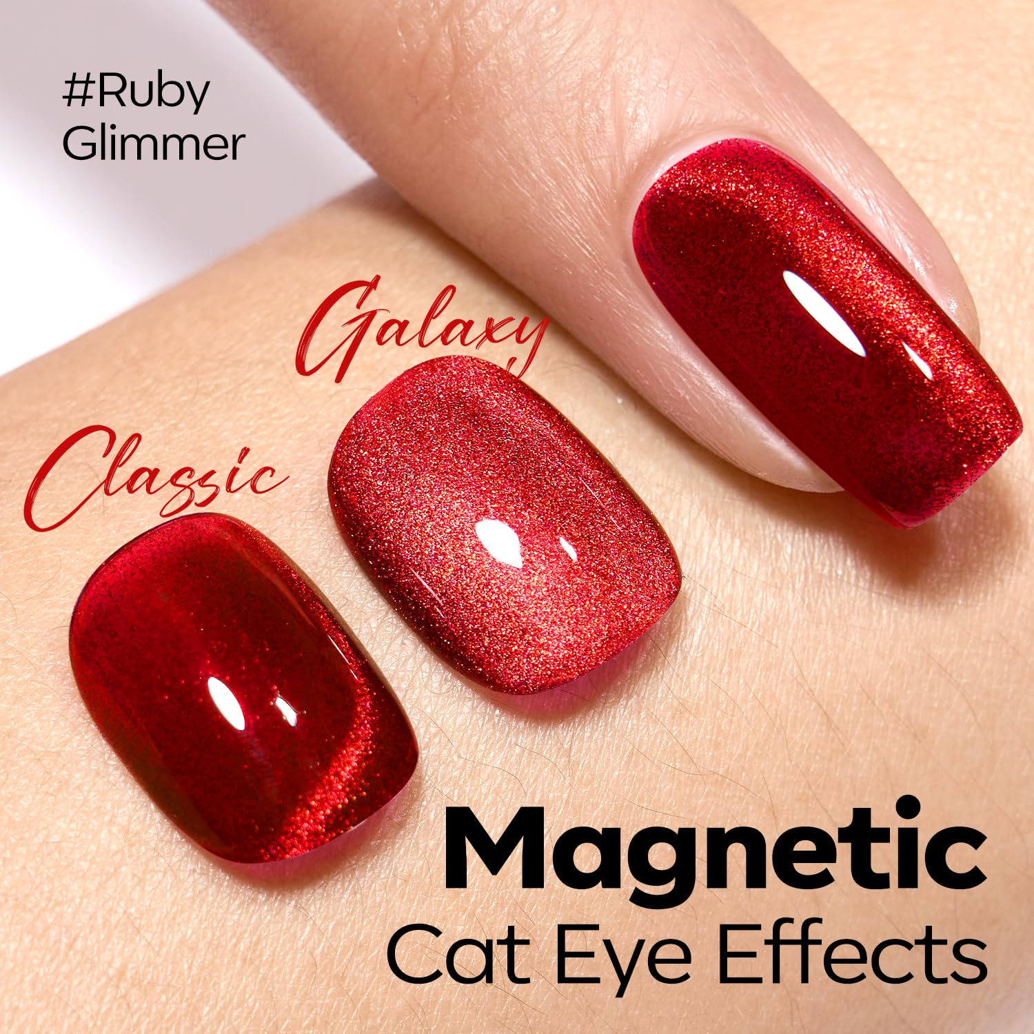 ESMALTE EN GEL MODELONES RED CAT EYE EFECTO HOLOGRÁFICO 15ML - 3