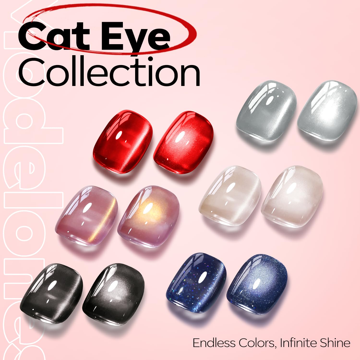 ESMALTE EN GEL MODELONES RED CAT EYE EFECTO HOLOGRÁFICO 15ML - 4