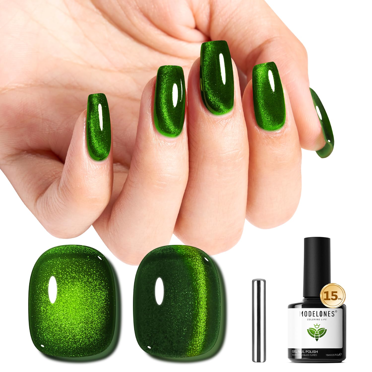 ESMALTE EN GEL MODELONES CAT EYE VERDE 15 ML - 1