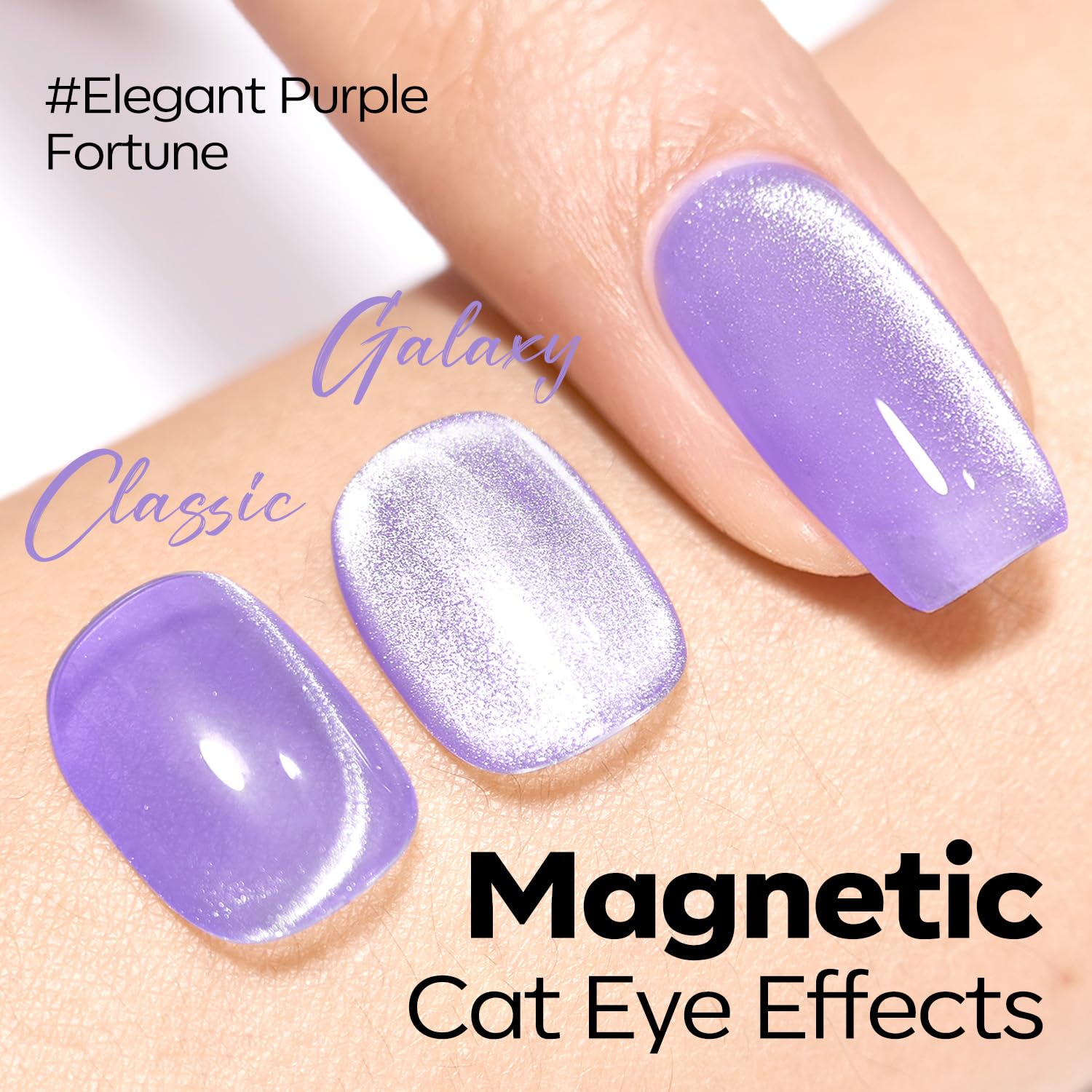 ESMALTE EN GEL MODELONES CAT EYE PÚRPURA GLITTER 15 ML - 2