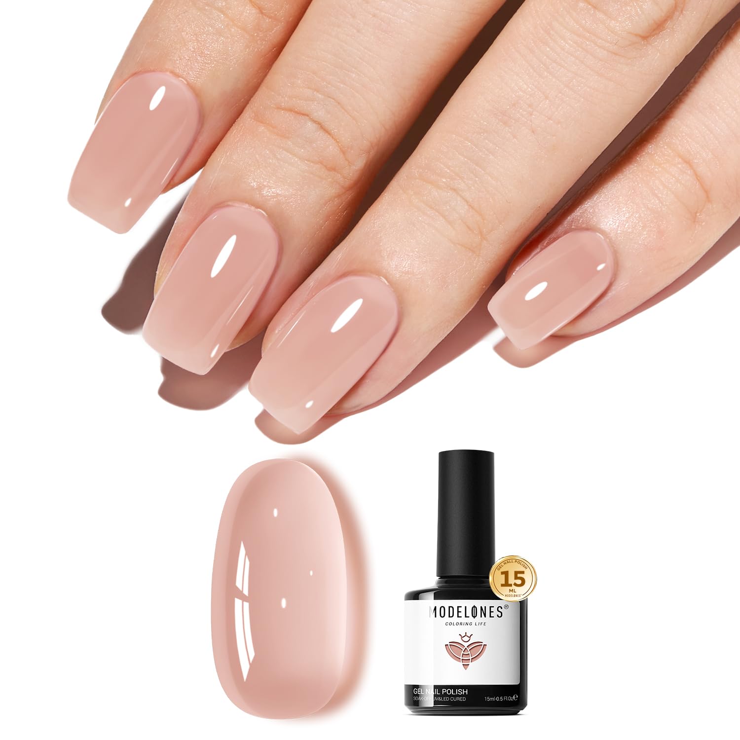 ESMALTE EN GEL MODELONES NUDE JELLY ROSADO NATURAL 15ML - 1