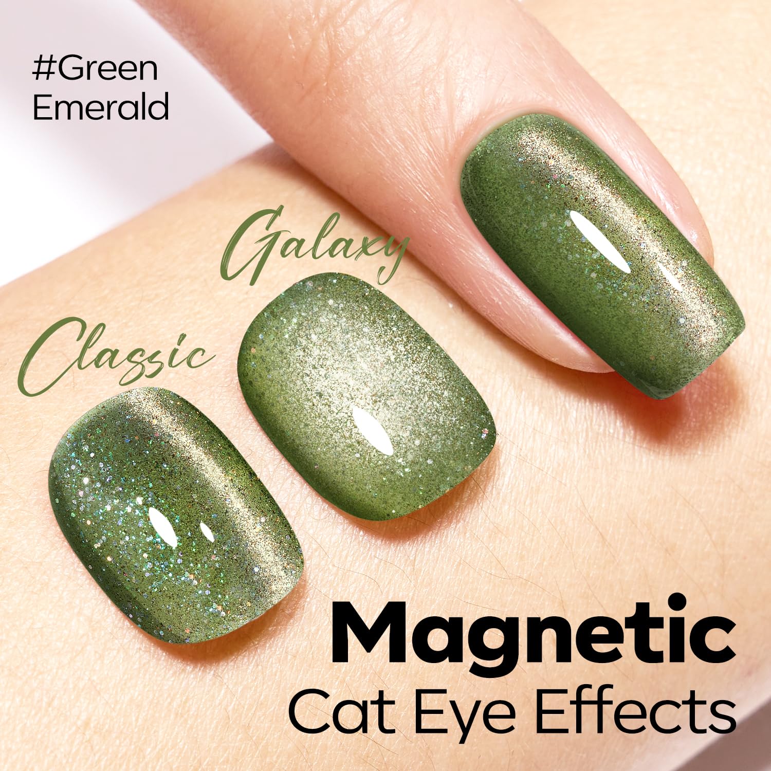 ESMALTE EN GEL MODELONES CAT EYE VERDE GLITTER 15 ML - 2