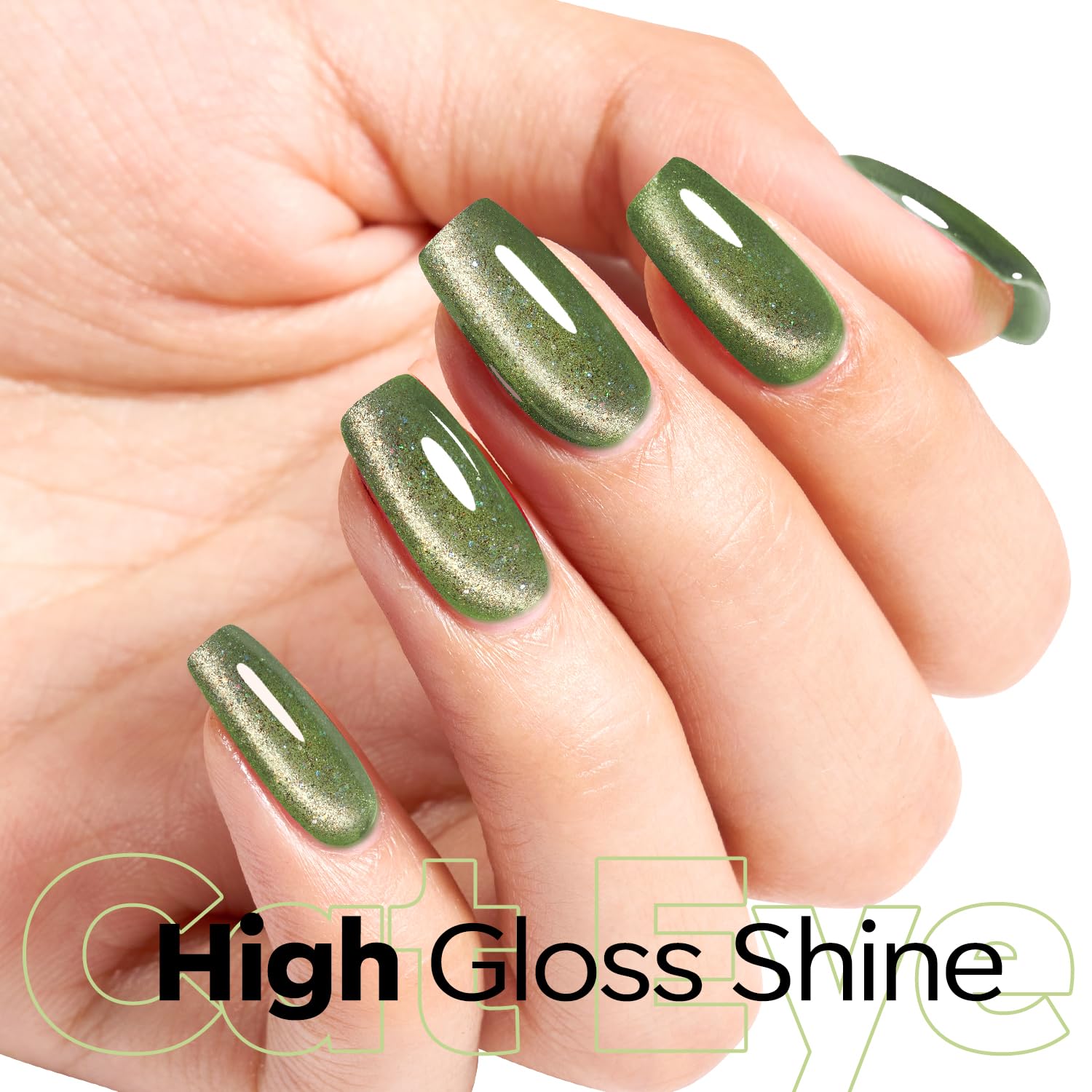 ESMALTE EN GEL MODELONES CAT EYE VERDE GLITTER 15 ML - 3