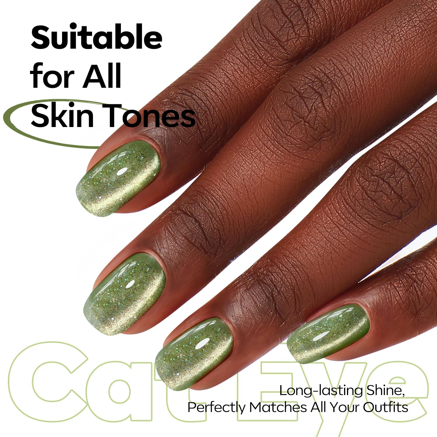 ESMALTE EN GEL MODELONES CAT EYE VERDE GLITTER 15 ML - 4