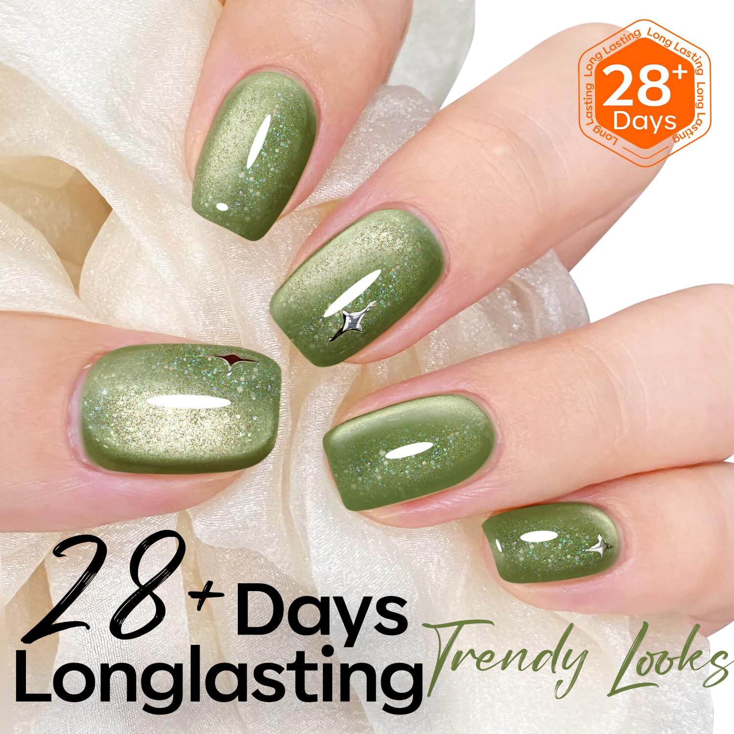 ESMALTE EN GEL MODELONES CAT EYE VERDE GLITTER 15 ML - 5