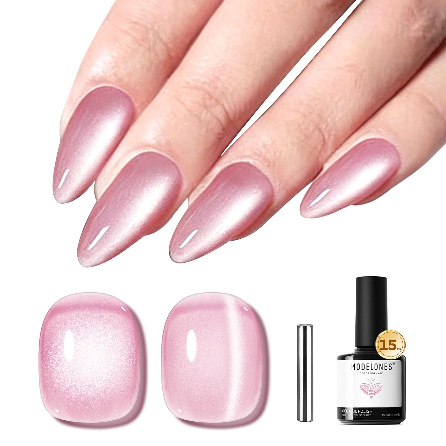 ESMALTE EN GEL MODELONES PINK CAT EYE GLITTER HOLOGRÁFICO - 1
