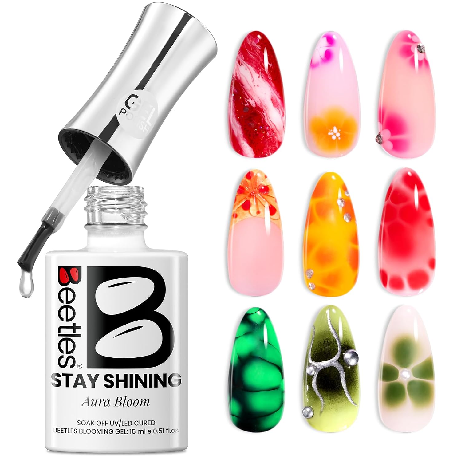 ESMALTE BEETLES BLOOMING GEL PARA UÑAS EFECTO FLORAL 15ML - 1