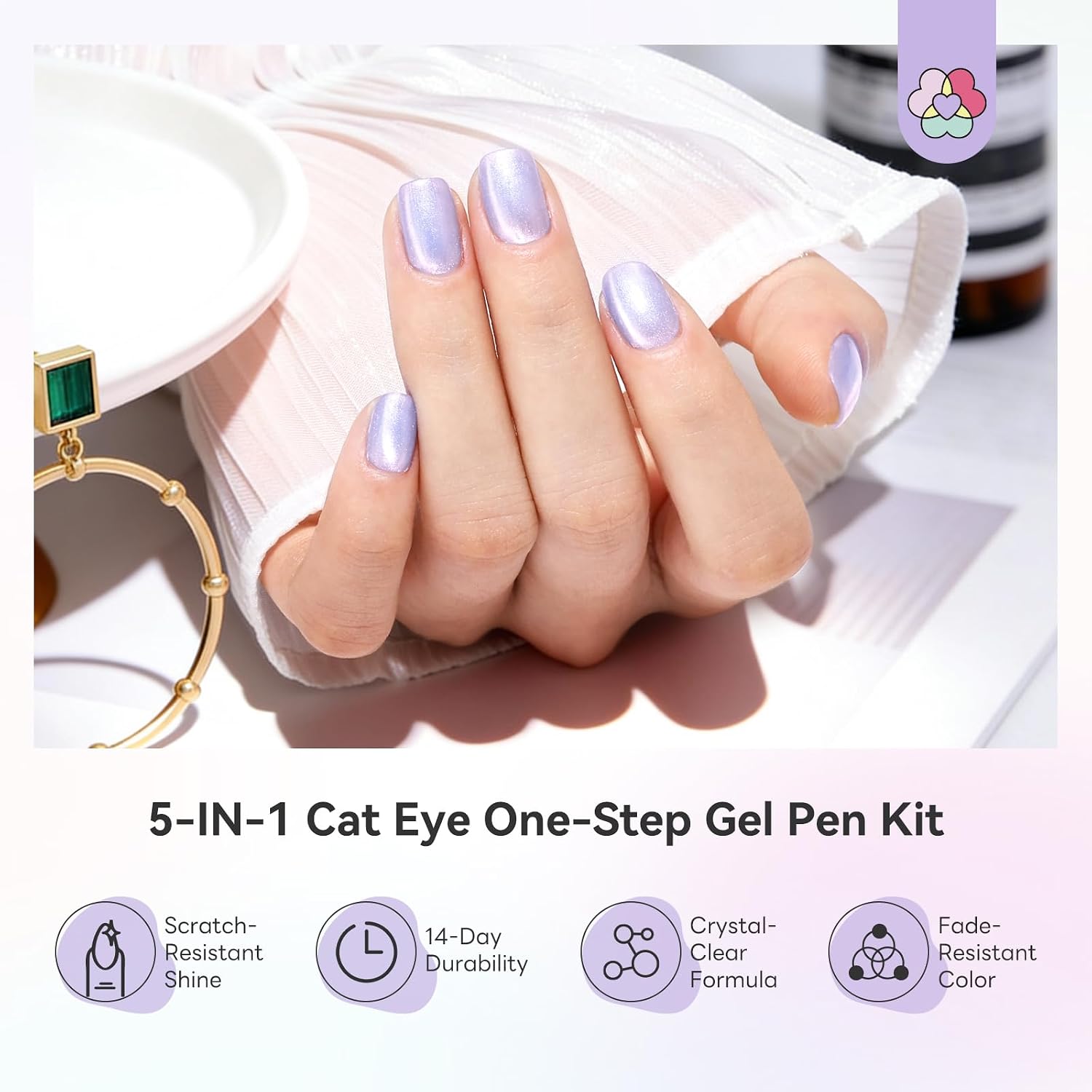 ESMALTES EN GEL SAVILAND ONE STEP CAT EYE CON LÁMPARA UV PORTÁTIL - 2