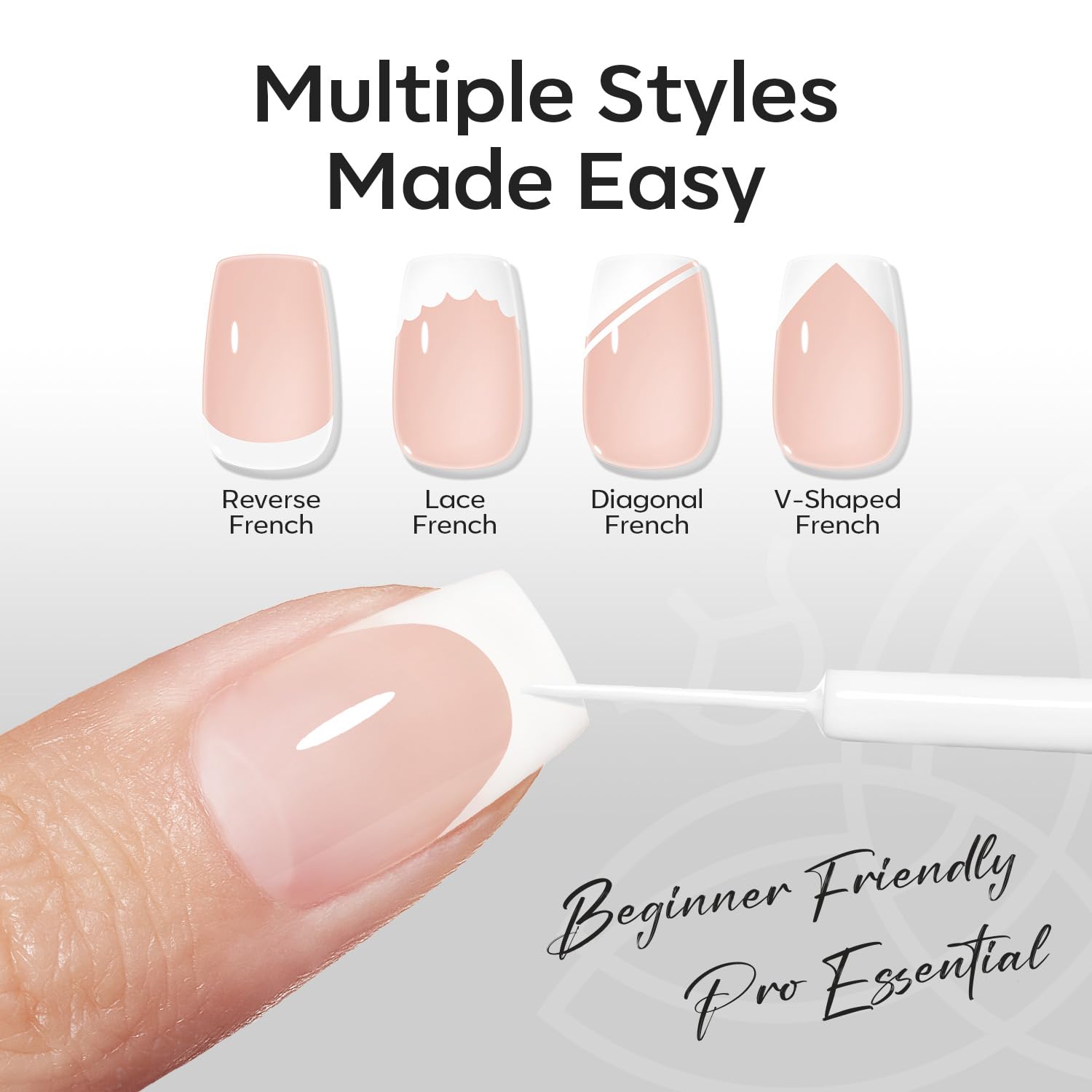 ESMALTE EN GEL MODELONES WHITE FRENCH TIP LINER 15ML CON PINCEL DE PRECISIÓN - 2