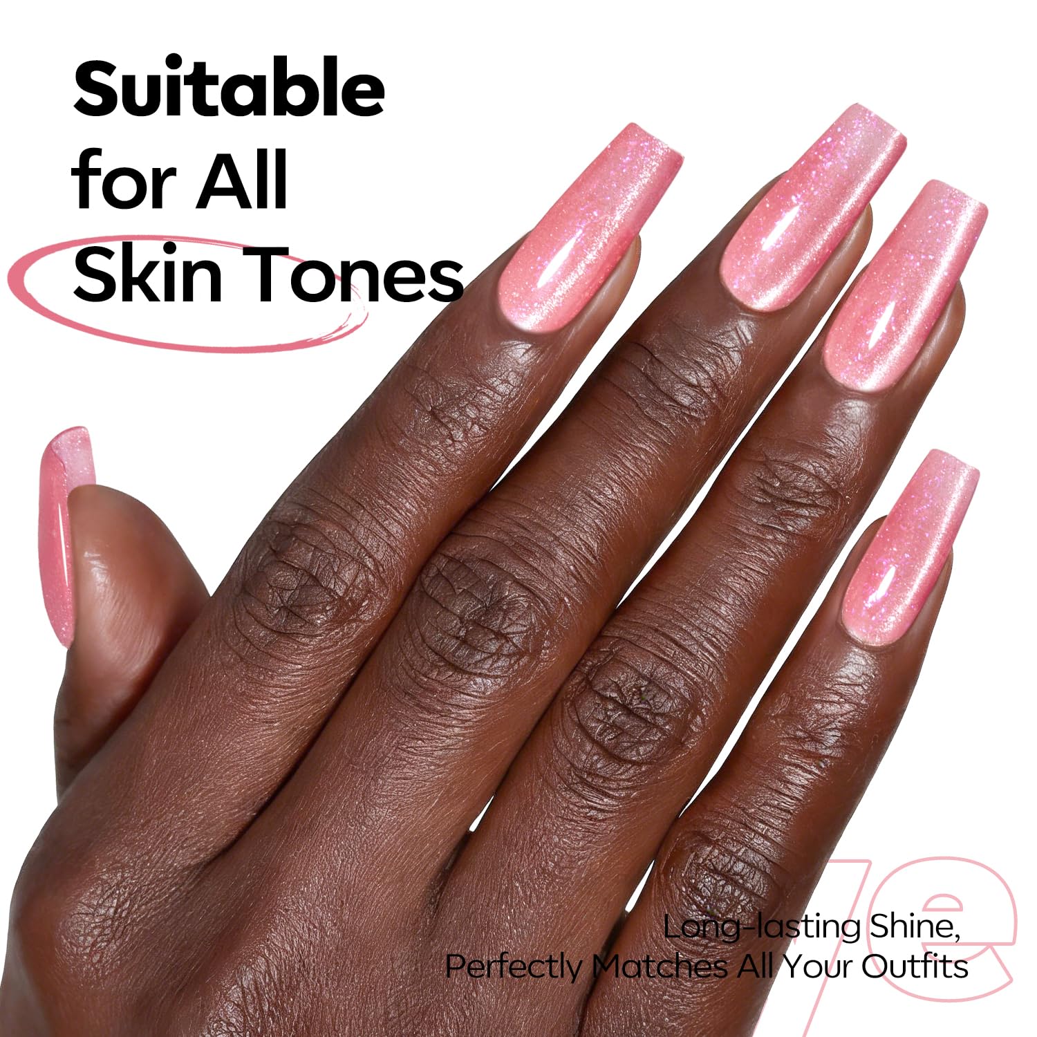 ESMALTE EN GEL MODELONES PINK CAT EYE 9D ROSADO CLARO 15 ML - 4