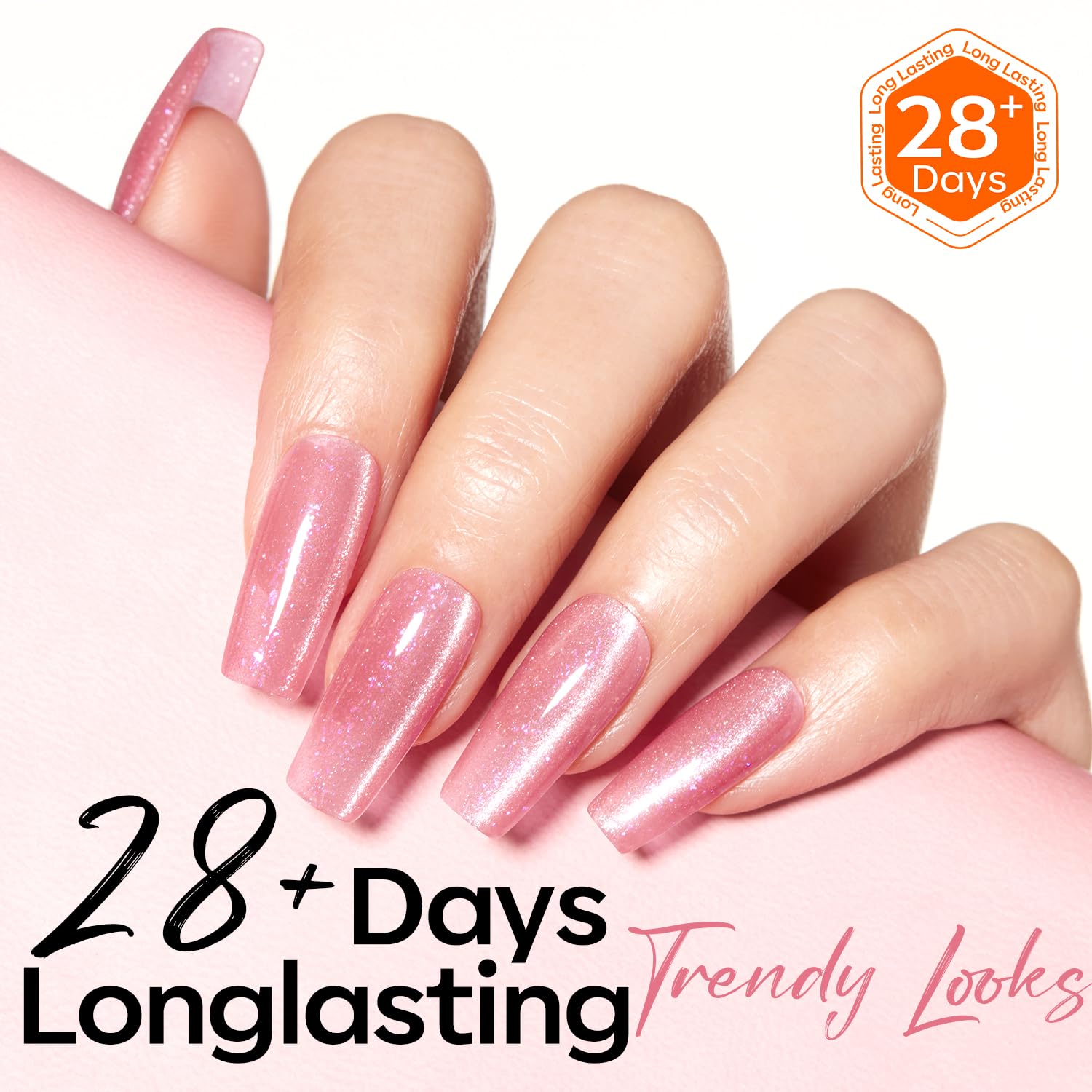 ESMALTE EN GEL MODELONES PINK CAT EYE 9D ROSADO CLARO 15 ML - 5