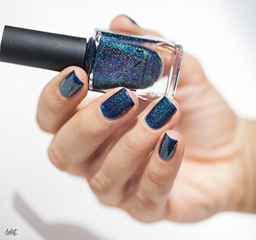 ESMALTE DE UÑAS ILNP AFTER MIDNIGHT AZUL PRUSIA HOLOGRÁFICO CON DESTELLOS DORADOS 12ML - 4
