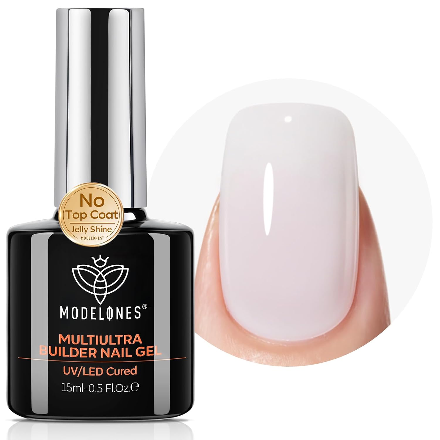 ESMALTE GEL CONSTRUCTOR MODELONES BUILDER NAIL GEL NO-WIPE 9 EN 1 BLANCO LECHOSO - 1