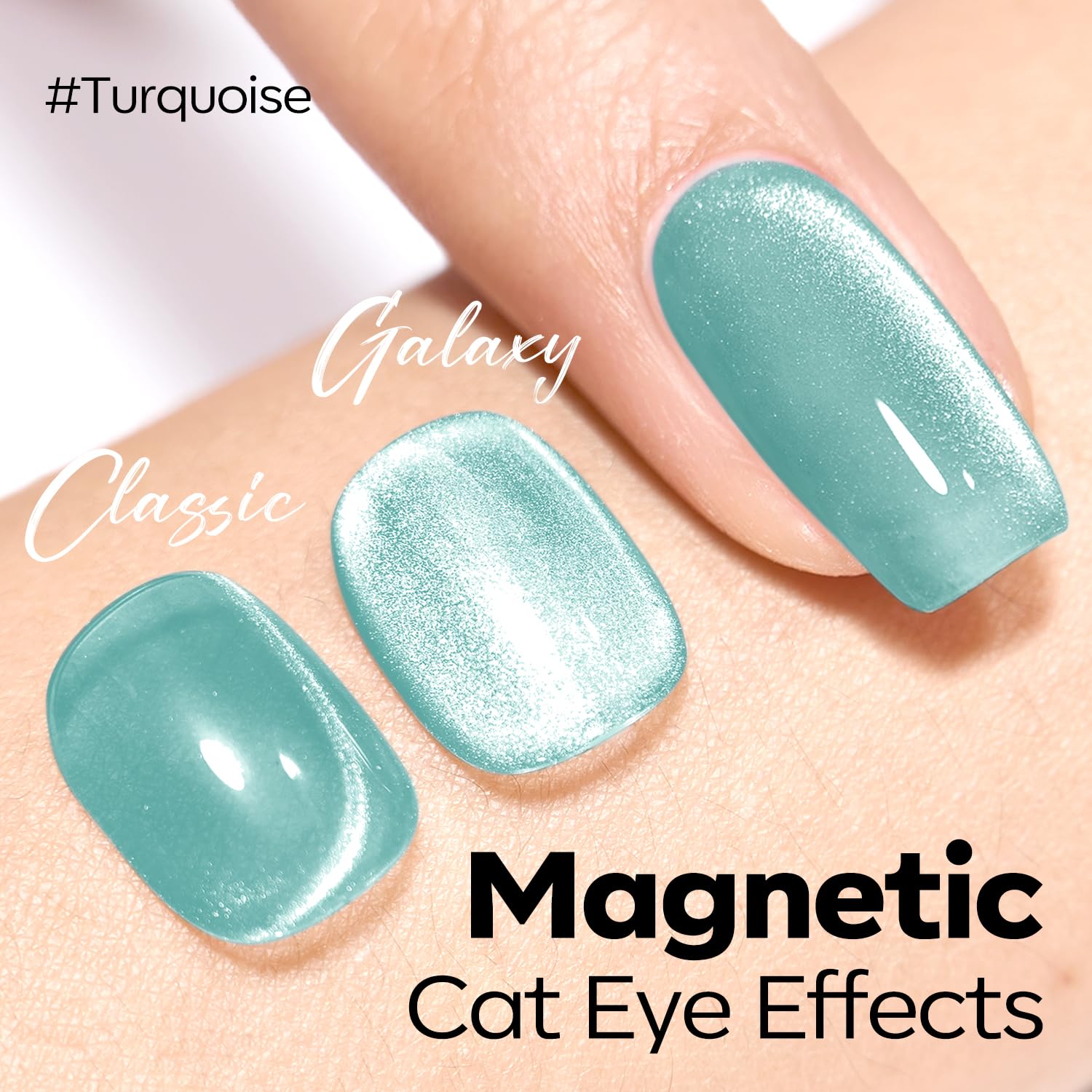 ESMALTE EN GEL MODELONES GREEN CAT EYE AZUL TURQUESA 15 ML - 2
