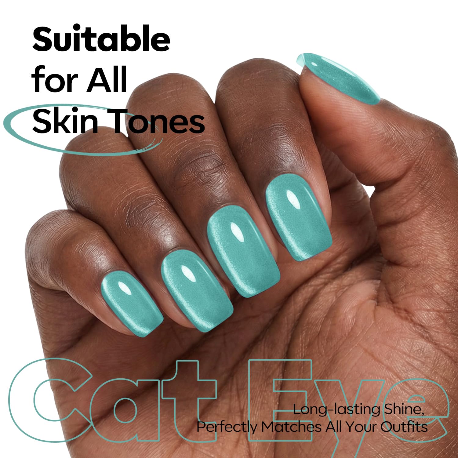 ESMALTE EN GEL MODELONES GREEN CAT EYE AZUL TURQUESA 15 ML - 4