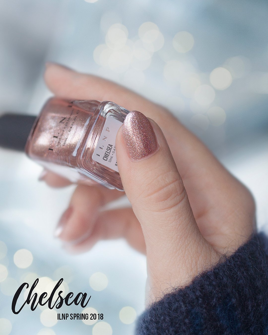 ESMALTE DE UÑAS ILNP CHELSEA PALE ROSE GOLD HOLOGRAPHIC METALLIC - 3