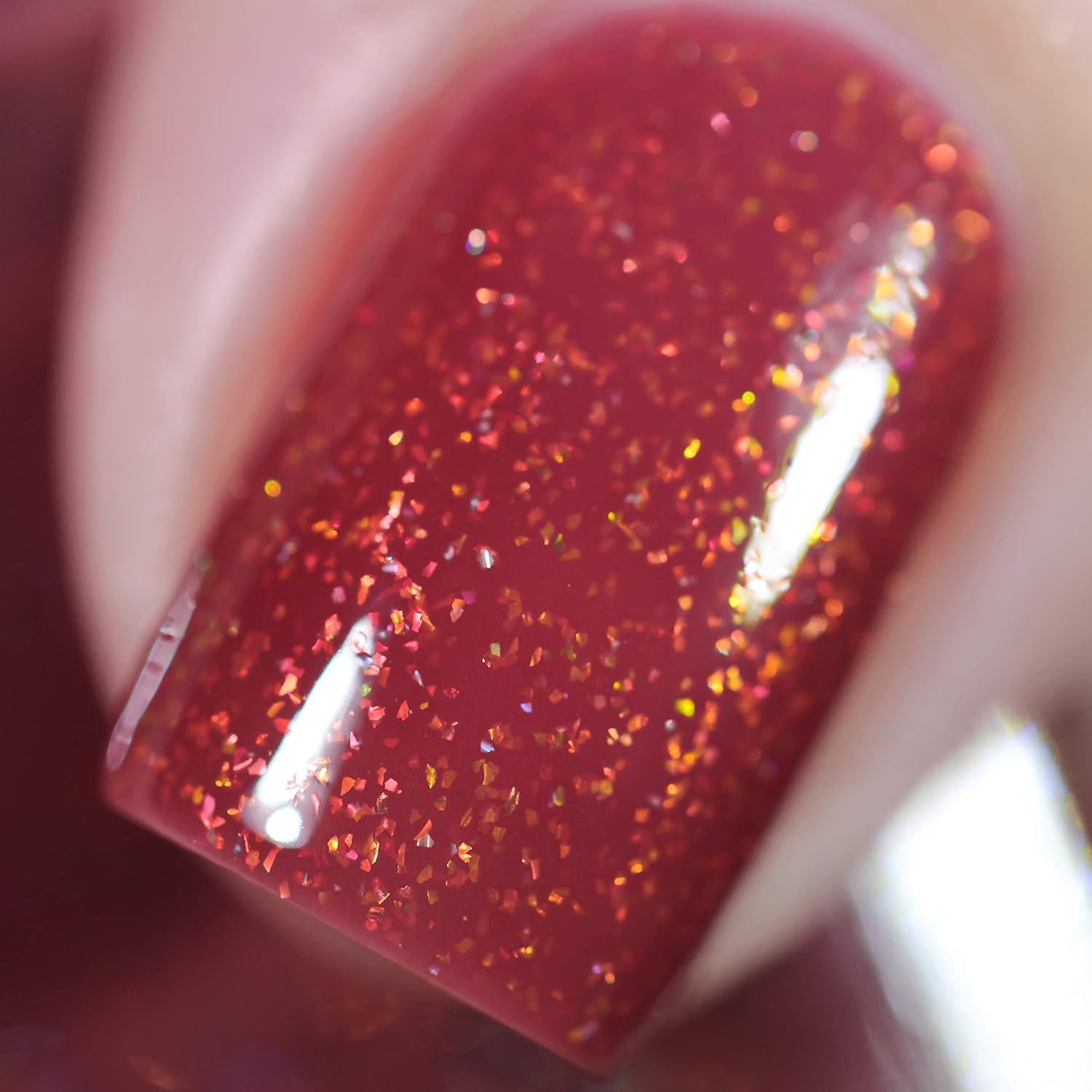 ESMALTE DE UÑAS ILNP CROSS MY HEART ROJO RÚSTICO HOLOGRÁFICO JELLY - 5