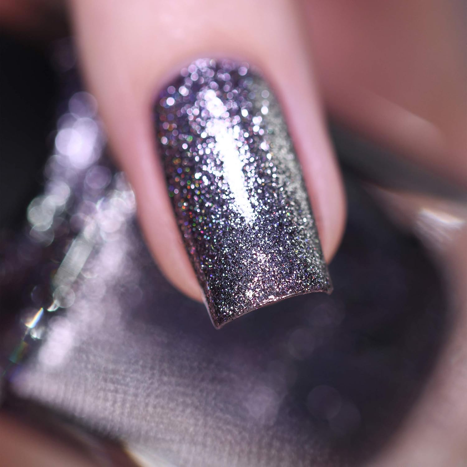 ESMALTE DE UÑAS ILNP CARBON ULTRA METALLIC HOLOGRÁFICO GUNMETAL - 4