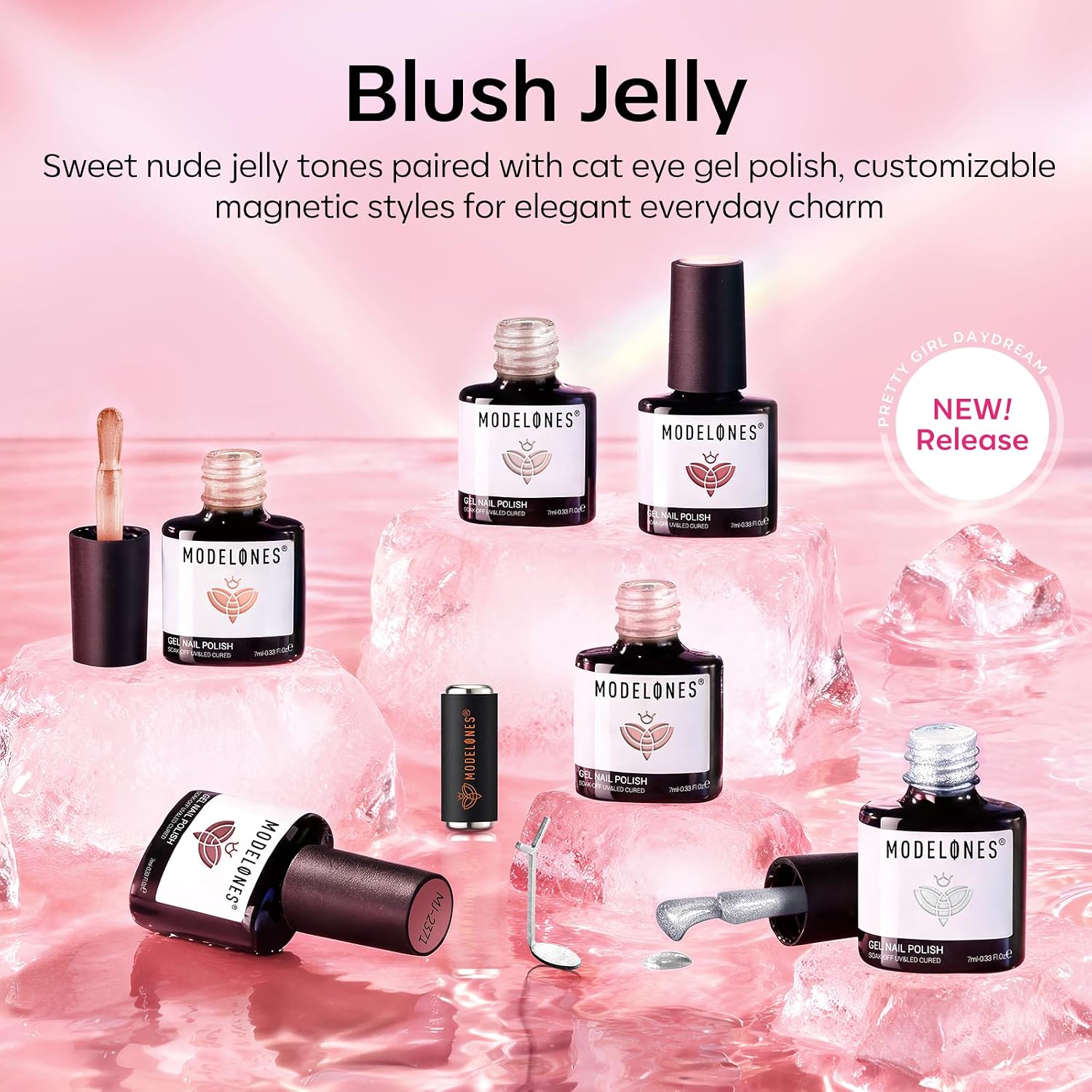 KIT DE ESMALTES EN GEL CAT EYE MODELONES 6 COLORES ROSADO NUDE BRILLANTE - 5