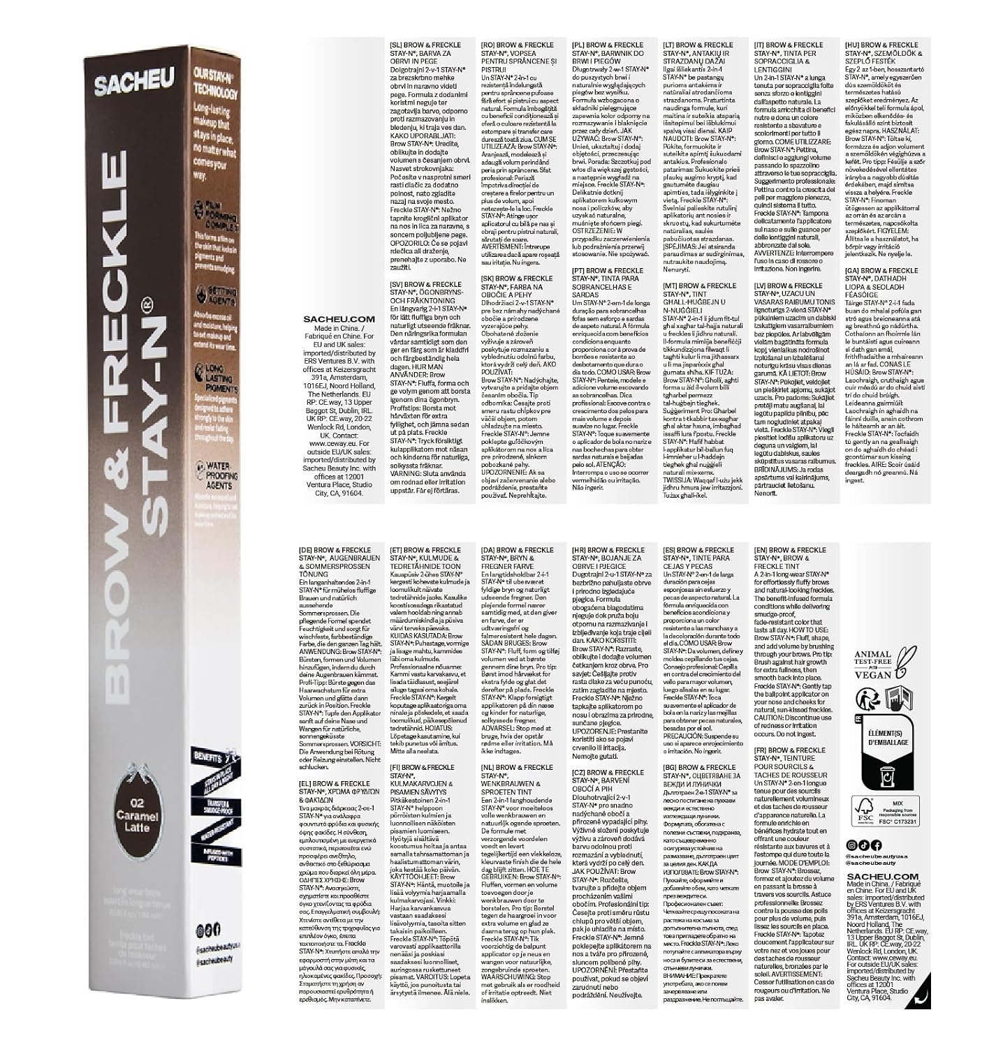 GEL PARA CEJAS Y LÁPIZ DE PECAS SACHEU BROW Y FRECKLE STAY-N CARAMEL LATTE - 2