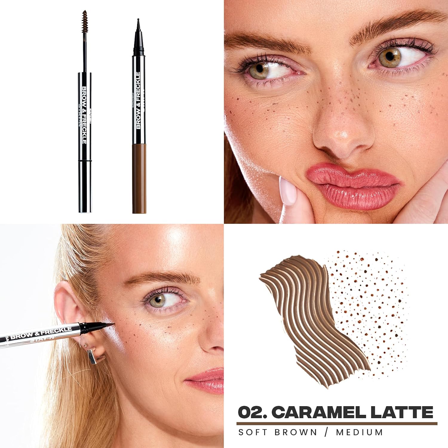 GEL PARA CEJAS Y LÁPIZ DE PECAS SACHEU BROW Y FRECKLE STAY-N CARAMEL LATTE - 3
