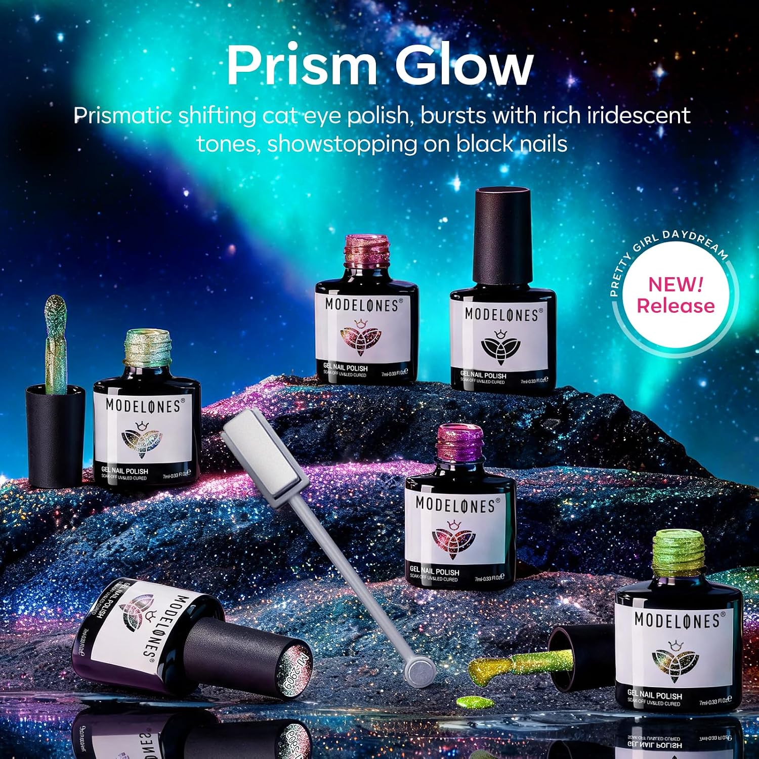 ESMALTES EN GEL MODELONES CAT EYE SET GLITTER 6 COLORES ROJO VERDE AMARILLO - 5