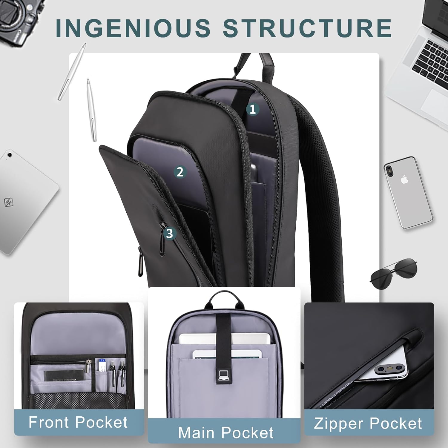 MOCHILA PARA LAPTOP HK BUSINESS SLIM PARA COMPUTADORA DE 17.3 PULGADAS - 3