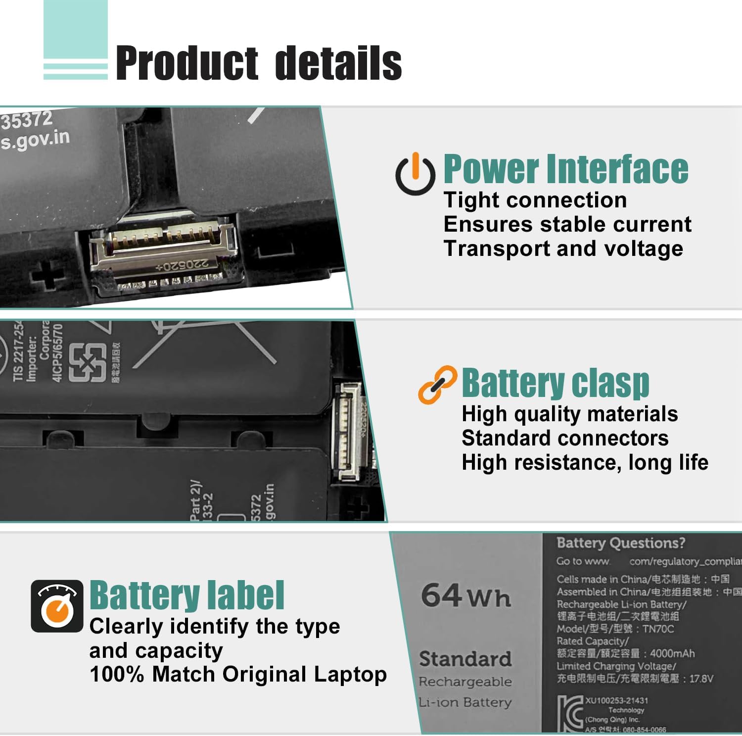 BATERÍA PARA LAPTOP BOWEIRUI TN70C PARA DELL LATITUDE 3320 3420 3520 - 4
