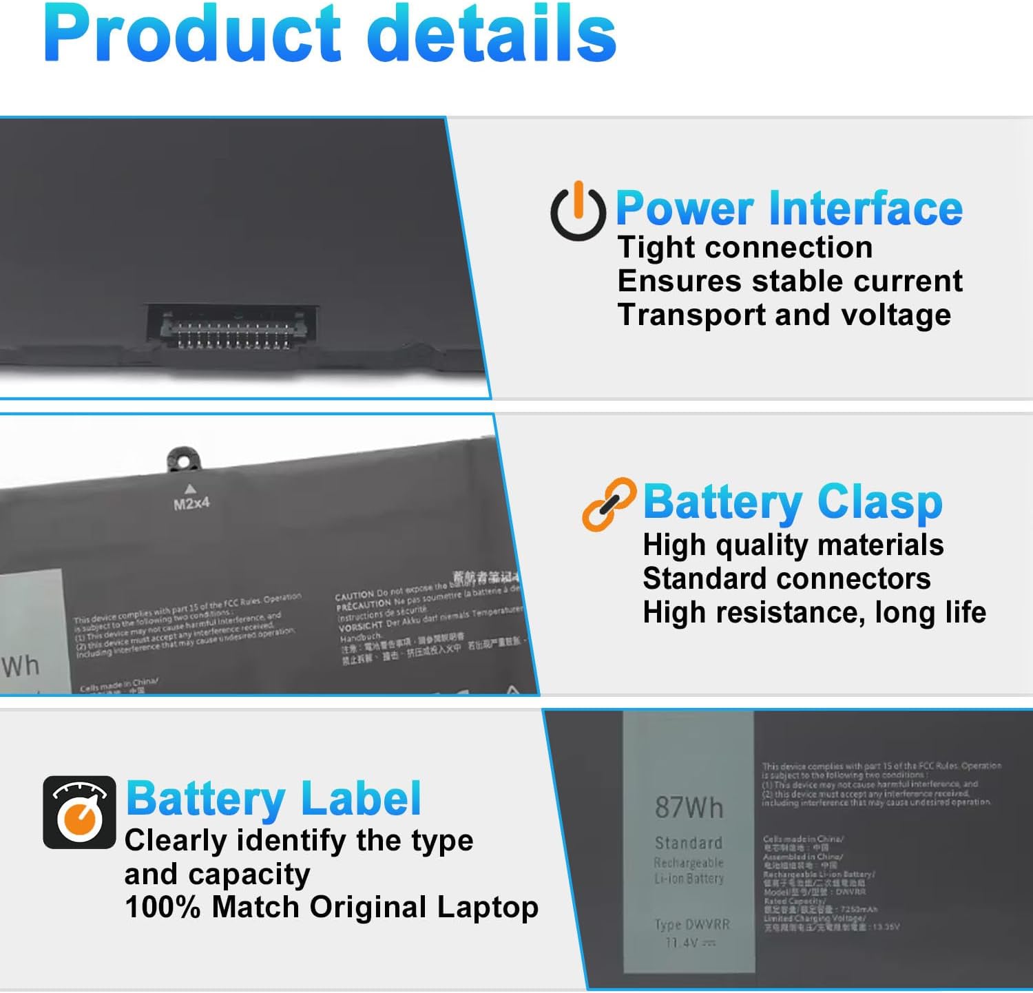 BATERÍA PARA LAPTOP BOWEIRUI DWVRR 87WH PARA DELL ALIENWARE X17 R1 R2 - 3