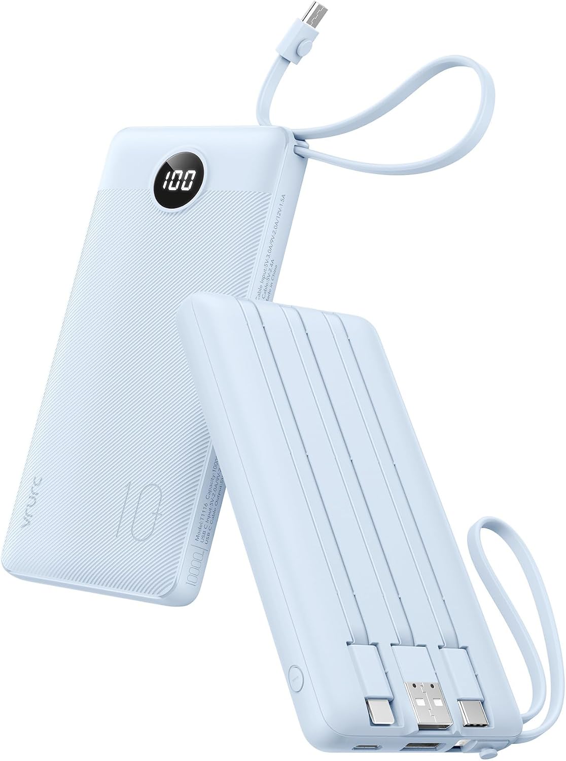 BATERÍA EXTERNA VRURC 10000MAH CON 4 CABLES INTEGRADOS - 1