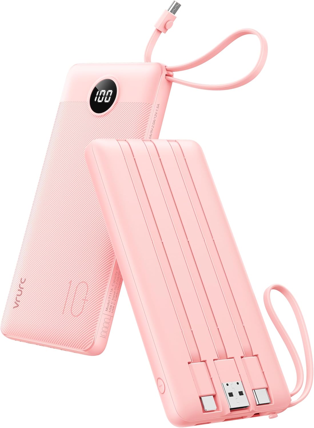 BATERÍA EXTERNA VRURC 10000MAH CON 4 CABLES INTEGRADOS - 1
