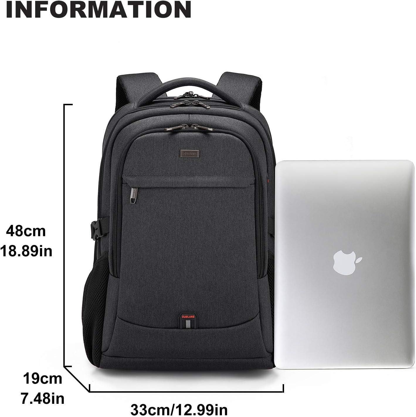 MOCHILA PARA LAPTOP DUSLANG 17 PULGADAS CON PUERTO USB GRIS OSCURO - 2