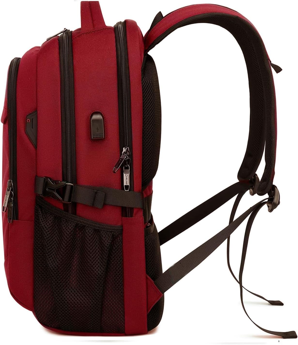 MOCHILA PARA LAPTOP DUSLANG 17 PULGADAS RESISTENTE AL AGUA CON PUERTO USB Y BOLSA DE ASEO TRANSPARENTE ROJA - 2