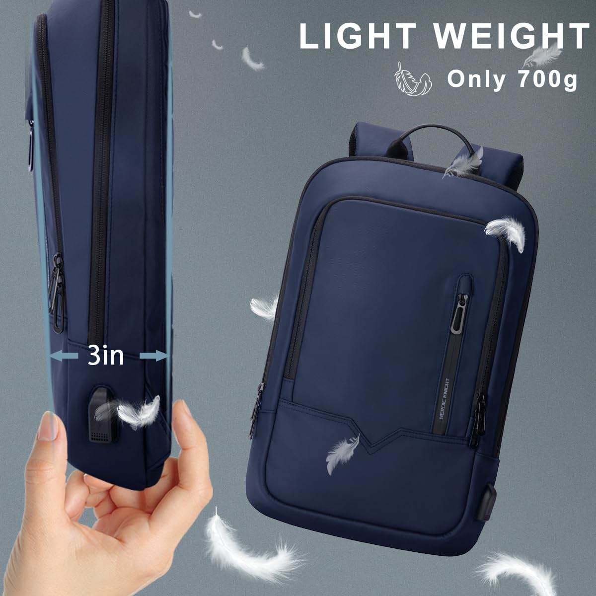 MOCHILA PARA LAPTOP HK BUSINESS SLIM PARA COMPUTADORA DE 15.6 PULGADAS AZUL - 4