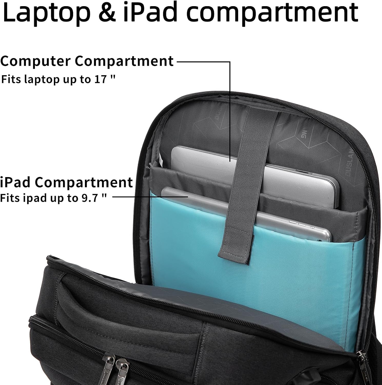 MOCHILA PARA LAPTOP DUSLANG 17 PULGADAS CON PUERTO USB Y CANDADO TSA ROJA Y NEGRA - 3