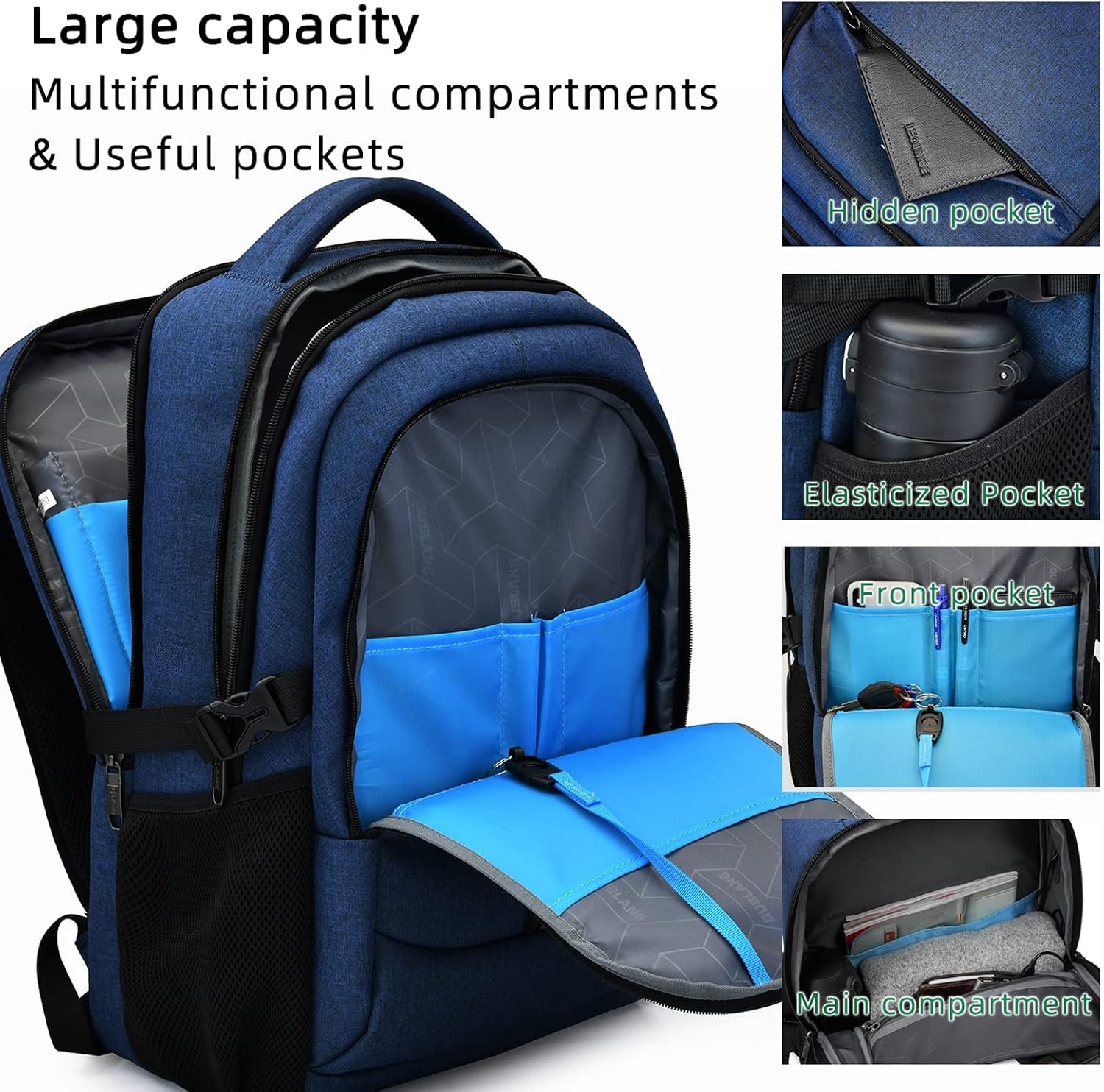 MOCHILA PARA LAPTOP DUSLANG 17 PULGADAS CON PUERTO USB AZUL - 2