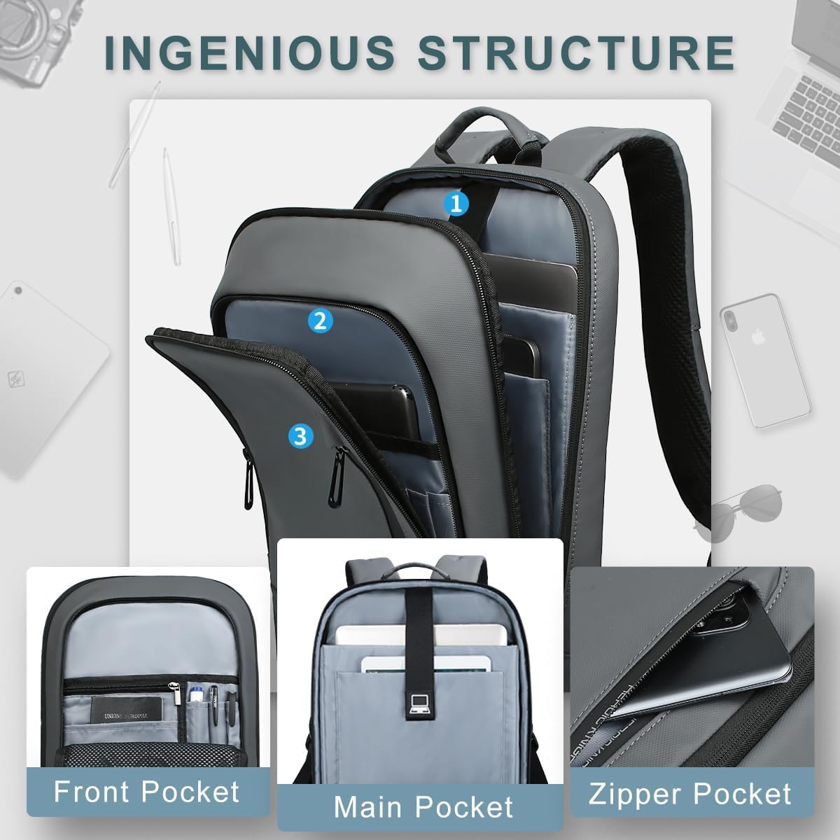 MOCHILA PARA LAPTOP HK BUSINESS SLIM PARA COMPUTADORA DE 17.3 PULGADAS - 3