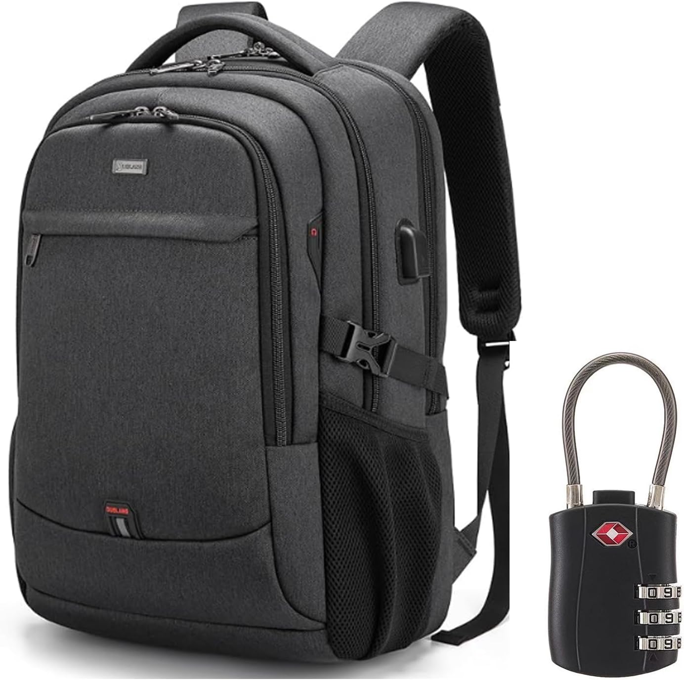 MOCHILA PARA LAPTOP DUSLANG 17 PULGADAS CON PUERTO USB Y CIERRE TSA NEGRA - 1