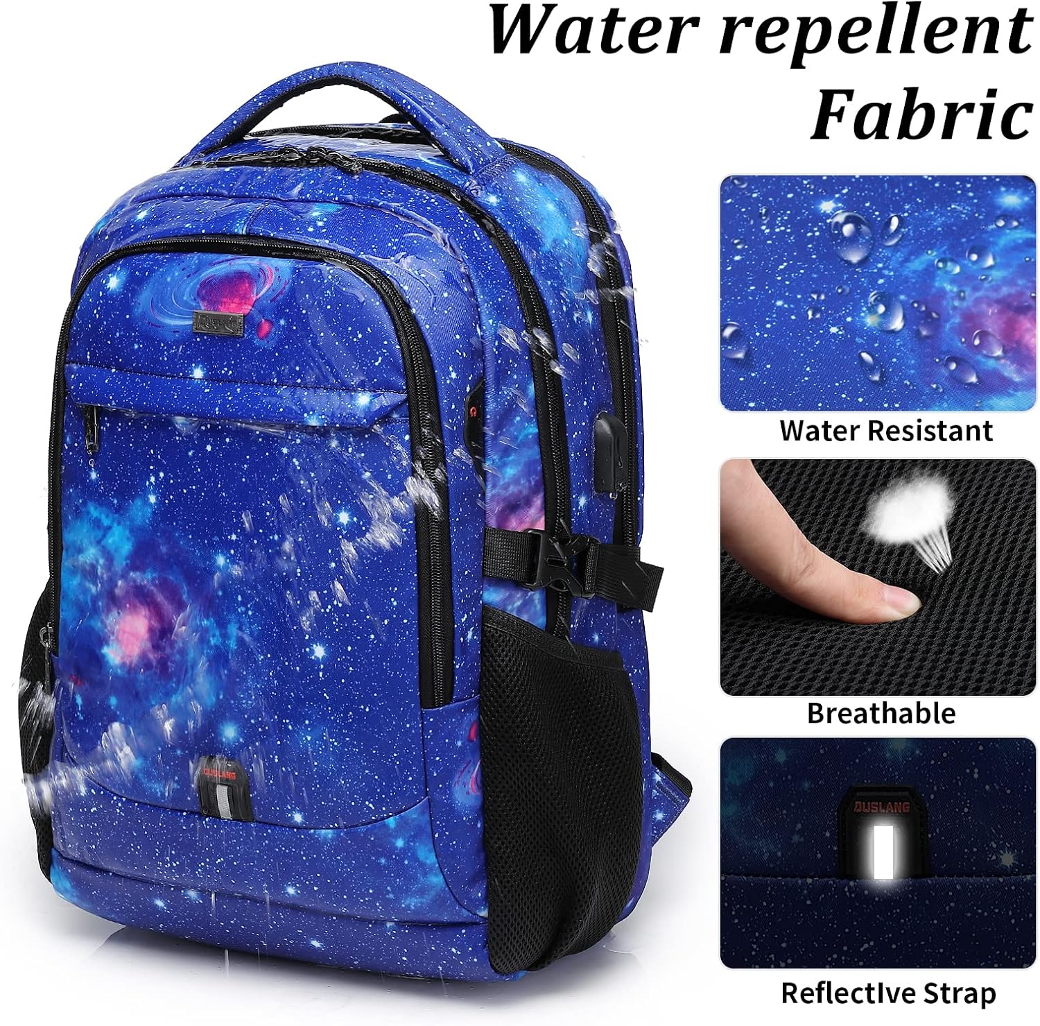 MOCHILA PARA LAPTOP DUSLANG 17 PULGADAS CON PUERTO USB PARA CARGA COLOR AZUL CELESTE - 3
