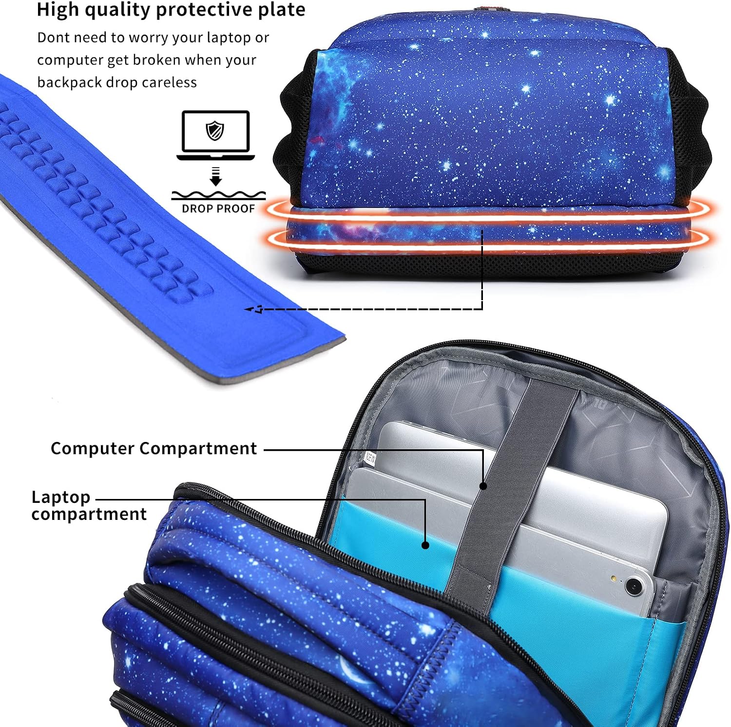 MOCHILA PARA LAPTOP DUSLANG 17 PULGADAS CON PUERTO USB PARA CARGA COLOR AZUL CELESTE - 4