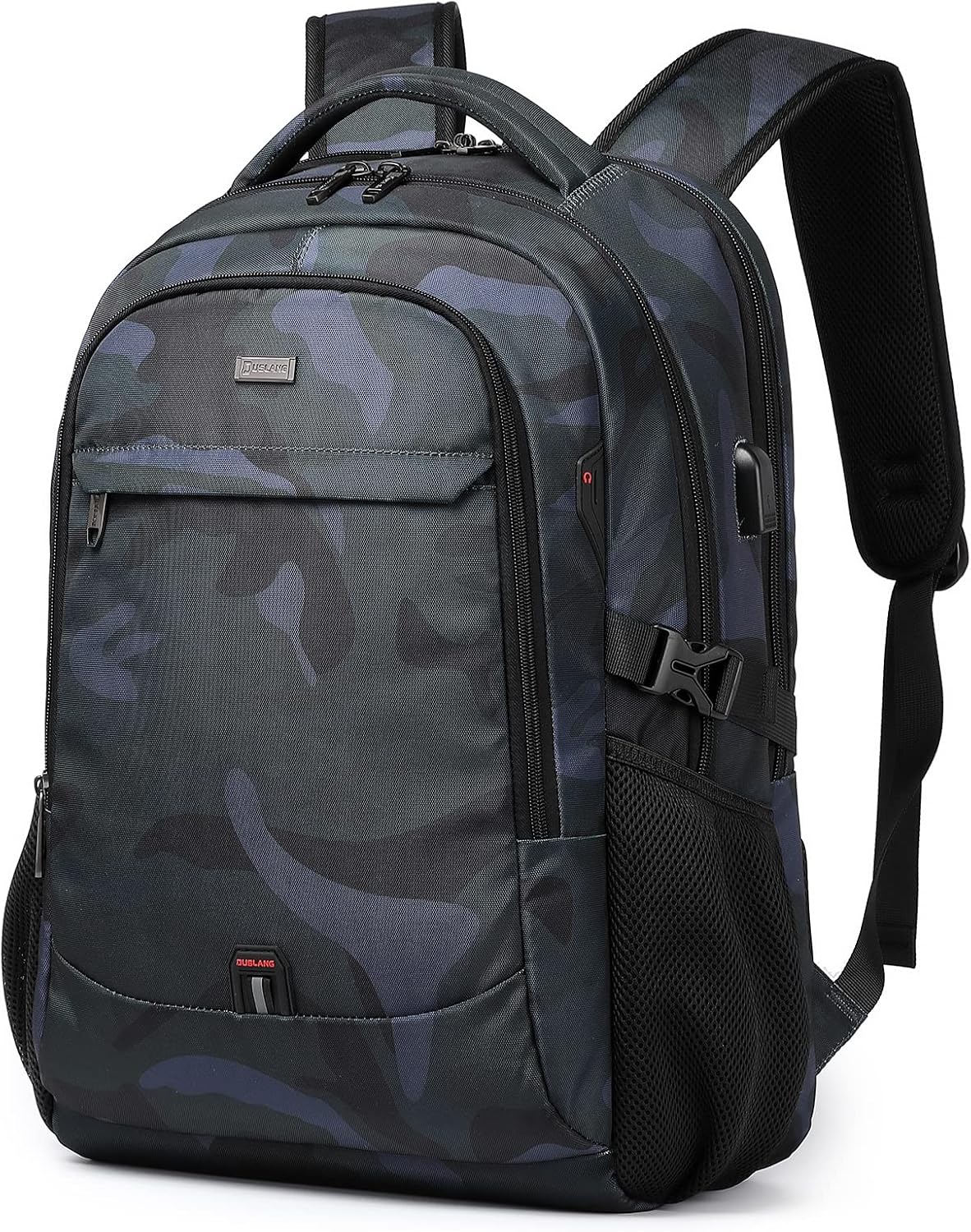 MOCHILA PARA LAPTOP DUSLANG 17 PULGADAS CON PUERTO USB Y DISEÑO CAMUFLADO VERDE - 1