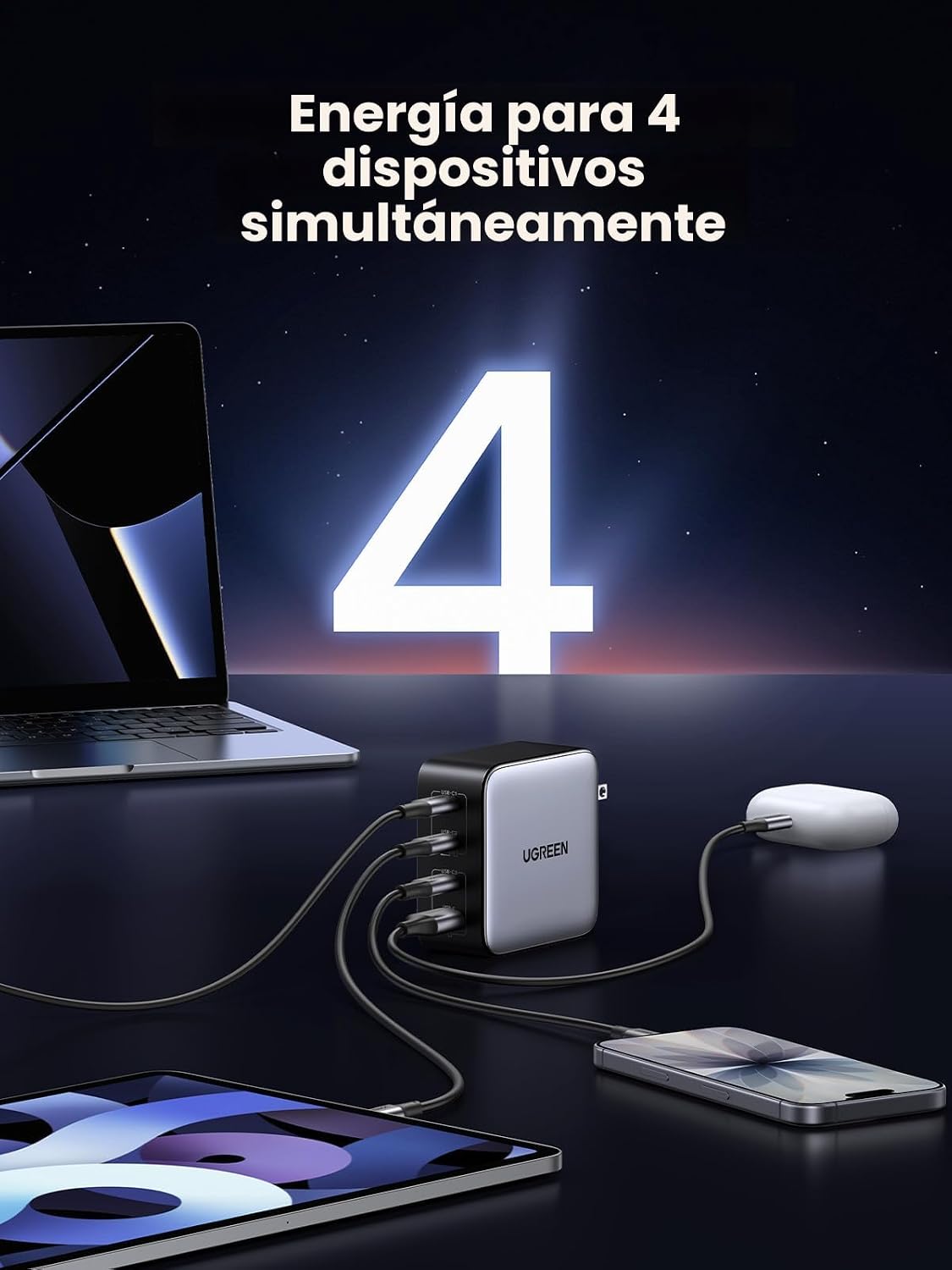CARGADOR USB C UGREEN NEXODE 100W GAN 4 PUERTOS - 3