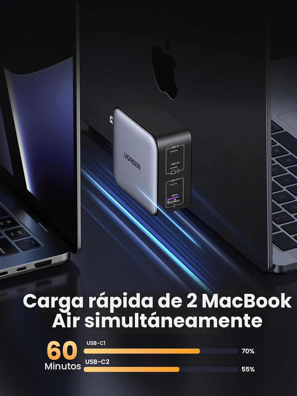 CARGADOR USB C UGREEN NEXODE 100W GAN 4 PUERTOS - 4