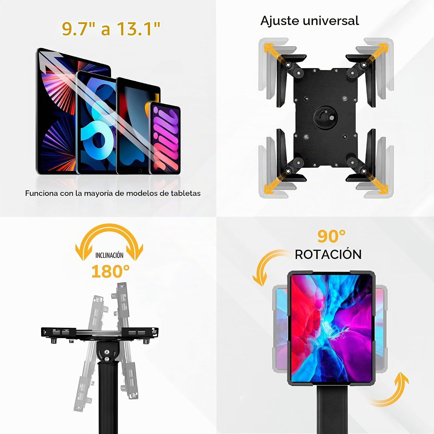 SOPORTE DE PISO UNIVERSAL PARA TABLET MOUNT-IT! MI-3788B NEGRO AJUSTABLE - 2