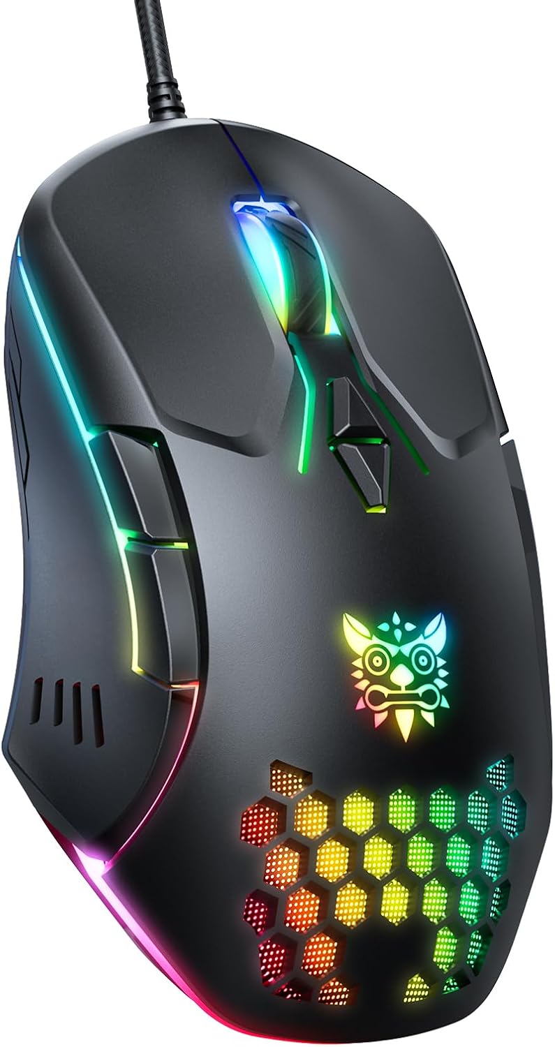 MOUSE GAMER ONIKUMA M530 CON CABLE RGB, 7 BOTONES PROGRAMABLES, DPI AJUSTABLE, ERGONÓMICO, NEGRO - 1