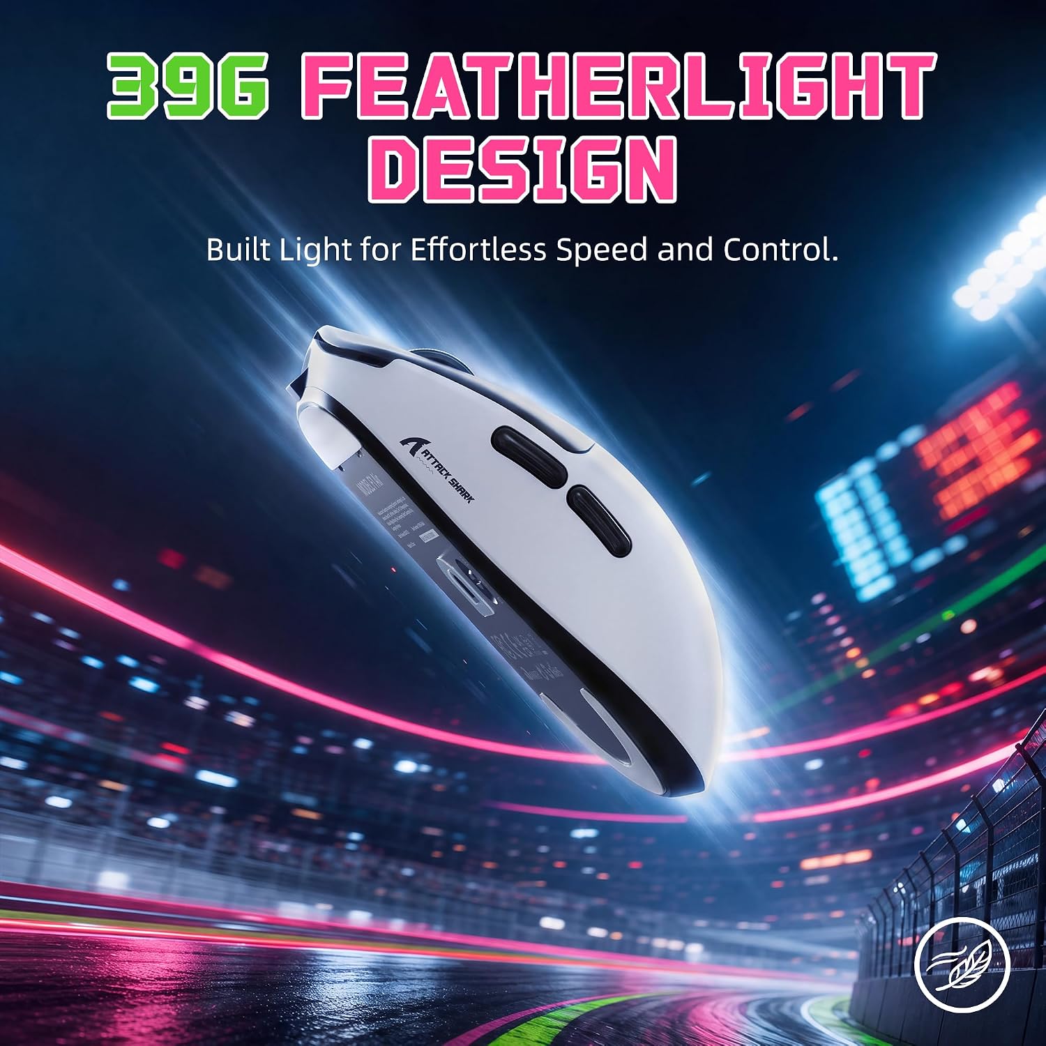 MOUSE GAMER ATTACK SHARK F1 AIR LIGERO INALÁMBRICO NEGRO Y BLANCO - 2